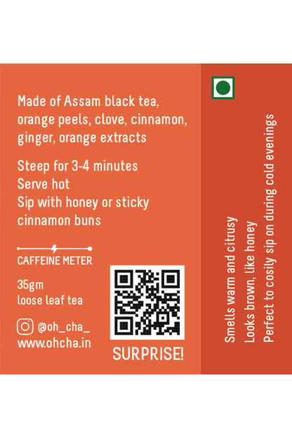 OH CHA - Cinnamon Tea with Orange Peels | Weight Loss Tea, 35gms | Blended with Natural Ingredients like Cinnamon, Ginger, Orange Peels and Clove | 100% Long Leaf Tea | Reduces Inflammation, Controls Blood Sugar, Improves Heart Health | Contains Natural O