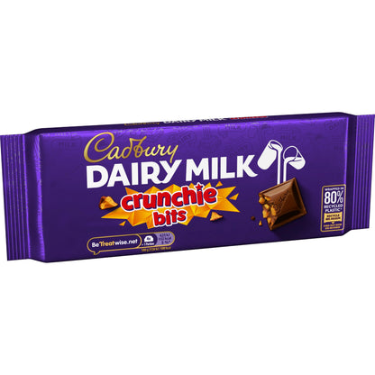 Cadbury Dairy Milk Chocolate Crunchie Bits Bar, 100% Sustainably Sourced Cocoa With Honeycomb Pieces 180g (From UK) With Free Flavourito Kunafa Pistachio Chocolate Bar, 20g By Decadent Foods