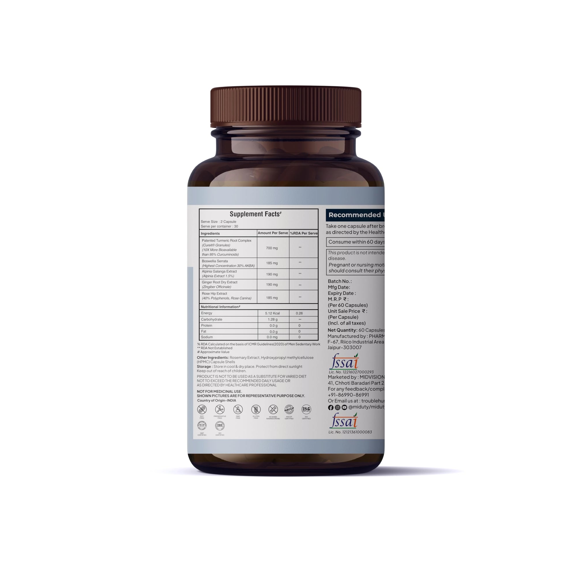Miduty Joint InflamEaze – Boswellin, Curcumin C3 Complex, Ginger Extrac- image 4