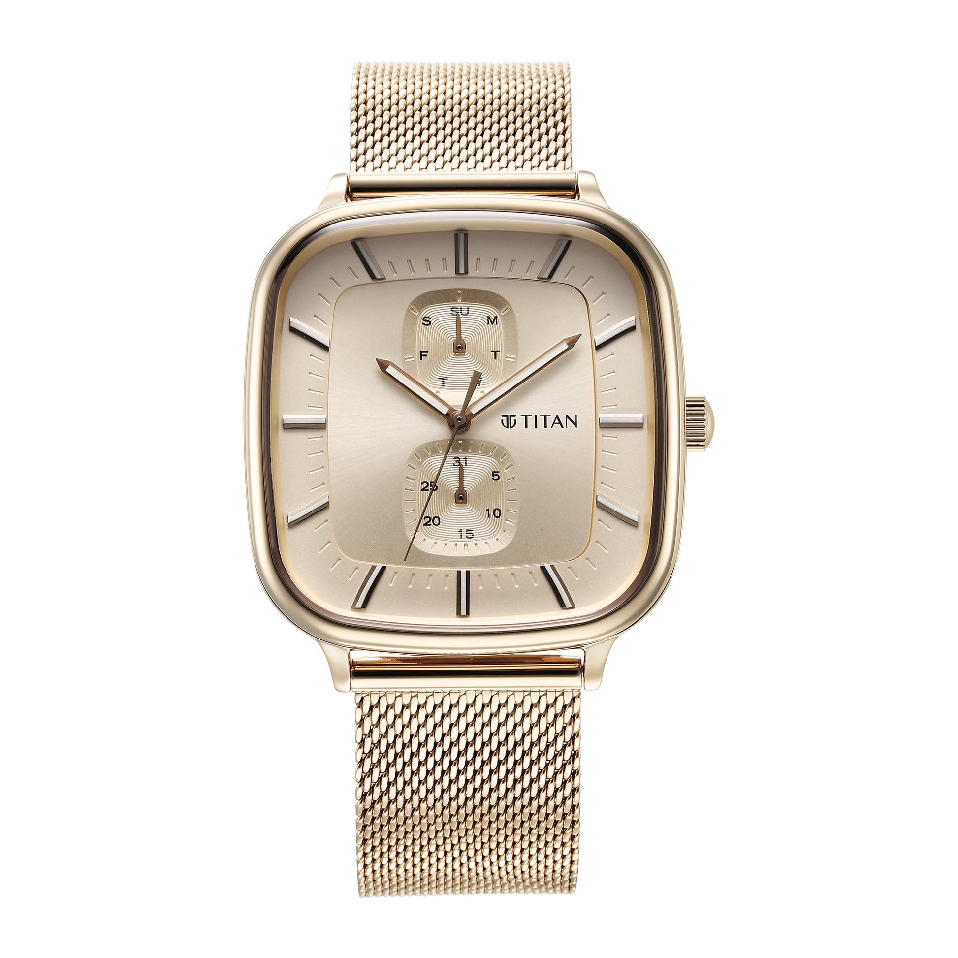 Titan Avant Garde Quartz Multifunction Champagne Gold Dial Champagne Gold Stainl