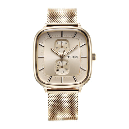 Titan Avant Garde Quartz Multifunction Champagne Gold Dial Champagne Gold Stainl