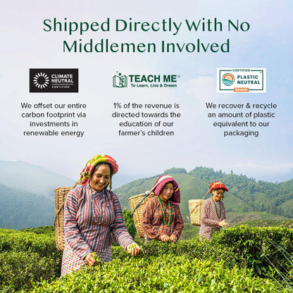 VAHDAM, Organic Darjeeling Black Tea Bags - 50 Pyramid Tea Bags | High Caffeine, Non-GMO, Gluten-Free | Robust & Flavoury | Unblended Second Flush Darjeeling Tea Bags | Resealable Ziplock Pouch