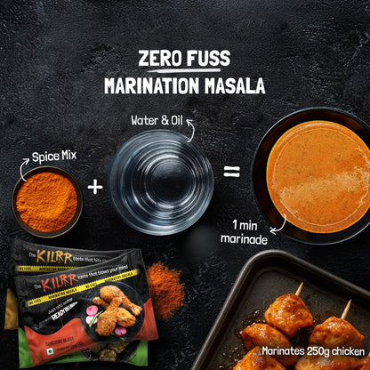 KILRR Chicken Marination Masala Variety Pack of 10 (Marinates 250g Chicken per Pack) | 1- Min Killer Marinade for Tikka, Tandoori Chicken | 100% Natural | No Preservatives | Just Add Water & Oil | Killer Gang