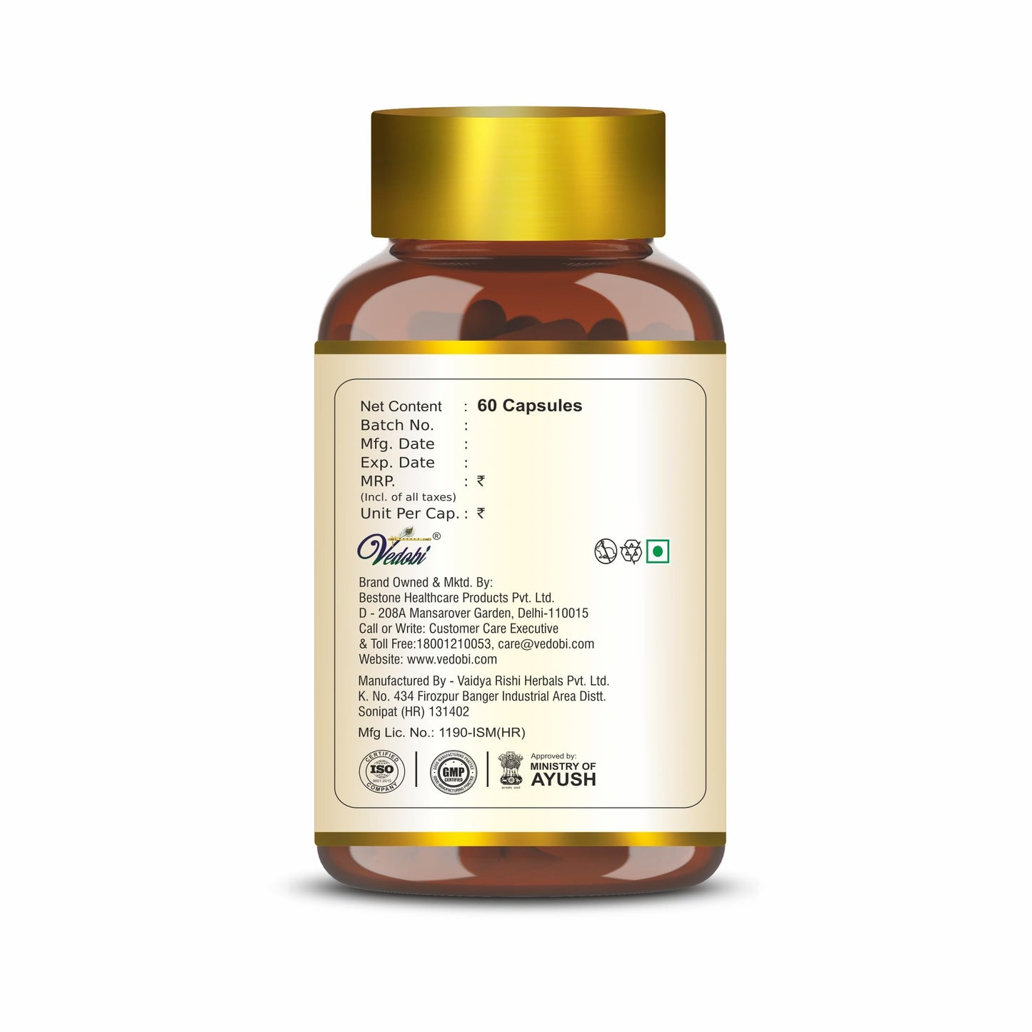 Vedobi Anti Itching Capsules | Ayurvedic Herbal Formula for Skin Wellness & Comfort | 100% Veg, Gelatin-Free | 60 Capsules