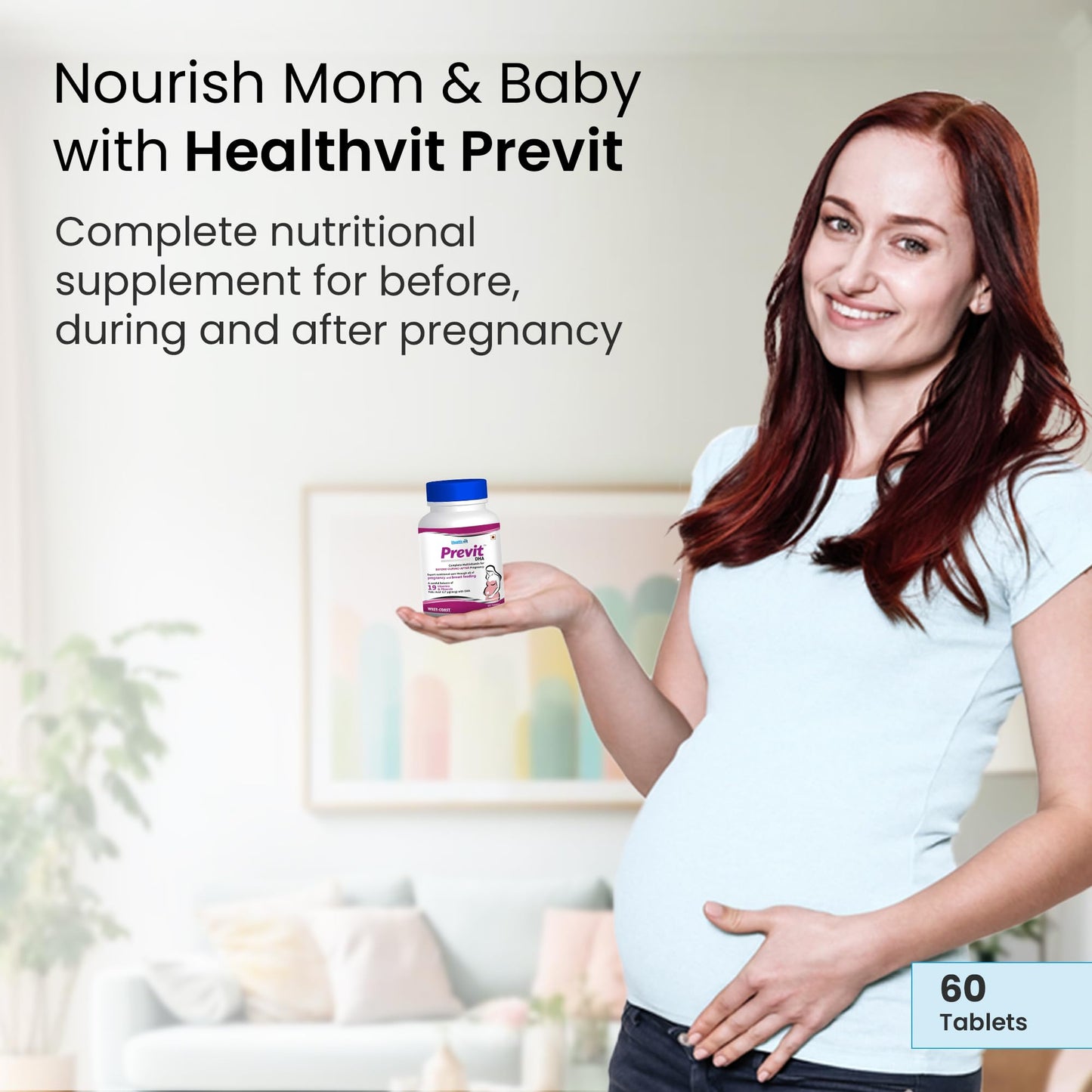 Healthvit Previt Prenatal Complete Multivitamin for Pre-Post Pregnancy – 60 Tablets