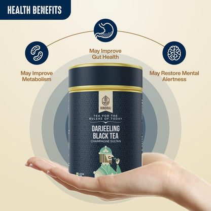 Hindraj Champagne Sultan Black Tea Loose Leaves 90 g Premium CTC Darjeeling, Long Leaves, Authentic Aroma, Freshly Sourced Rich Flavor, Bold & Aromatic, Whole Leaves Quality