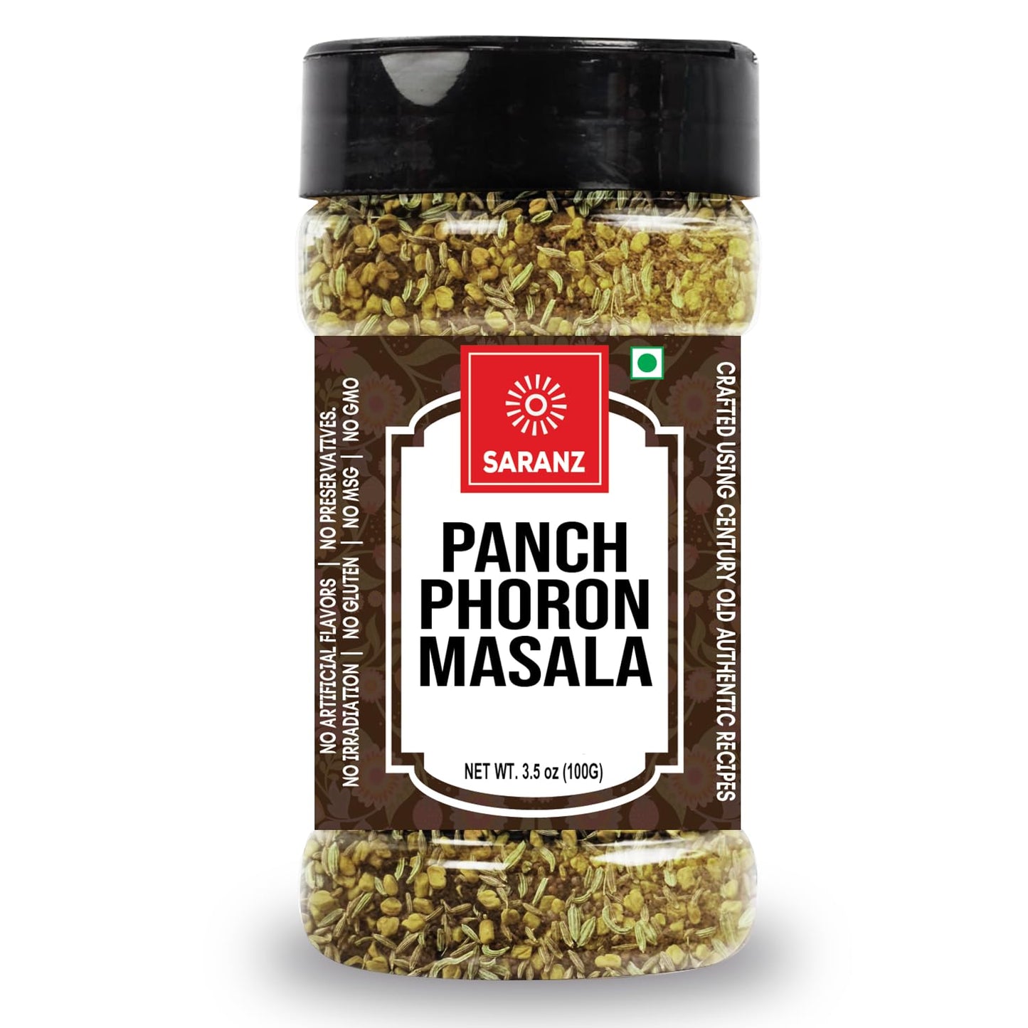 SARANZ Panch Phoron Masala Five Spice Blend In One Bengali Masala Panch Foran Grinded Perfect for Cooking, Ready to Use, No added colours, Spice Whole and Masalas, Premium Artisanal Spices with Rich & Strong Flavour-100 Grams Sprinkler Jar