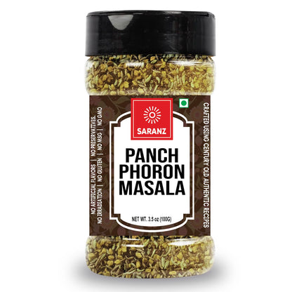 SARANZ Panch Phoron Masala Five Spice Blend In One Bengali Masala Panch Foran Grinded Perfect for Cooking, Ready to Use, No added colours, Spice Whole and Masalas, Premium Artisanal Spices with Rich & Strong Flavour-100 Grams Sprinkler Jar
