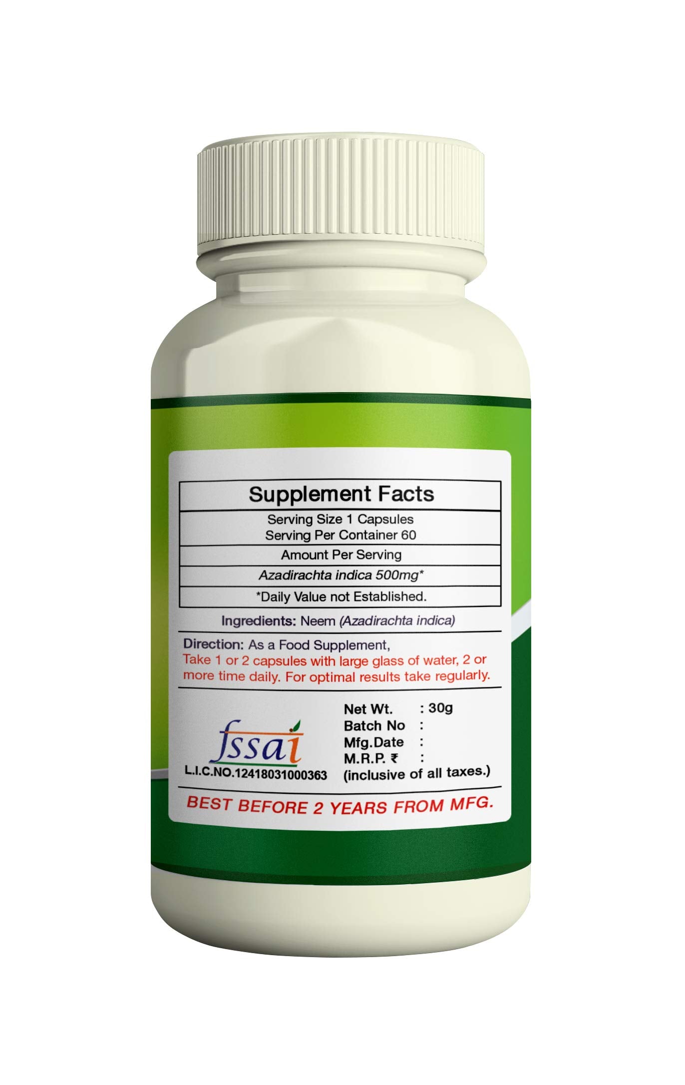 ERBZENERG® Neem 60 Capsules- (Pack of 1)