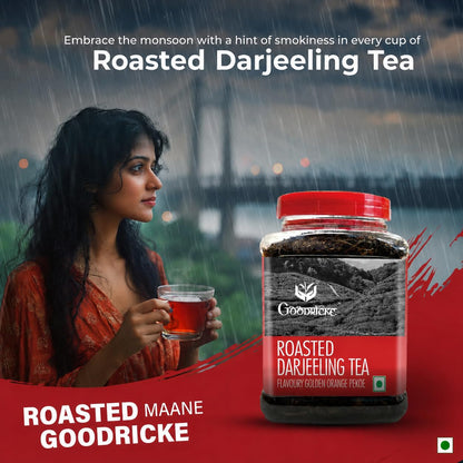 GOODRICKE Roasted Darjeeling Tea Jar – 250 g | Flavoury Golden Orange Pekoe | 100% Pure & Natural Darjeeling | Premium Loose Leaf Black | Rich Aroma & Long-Lasting Aftertaste