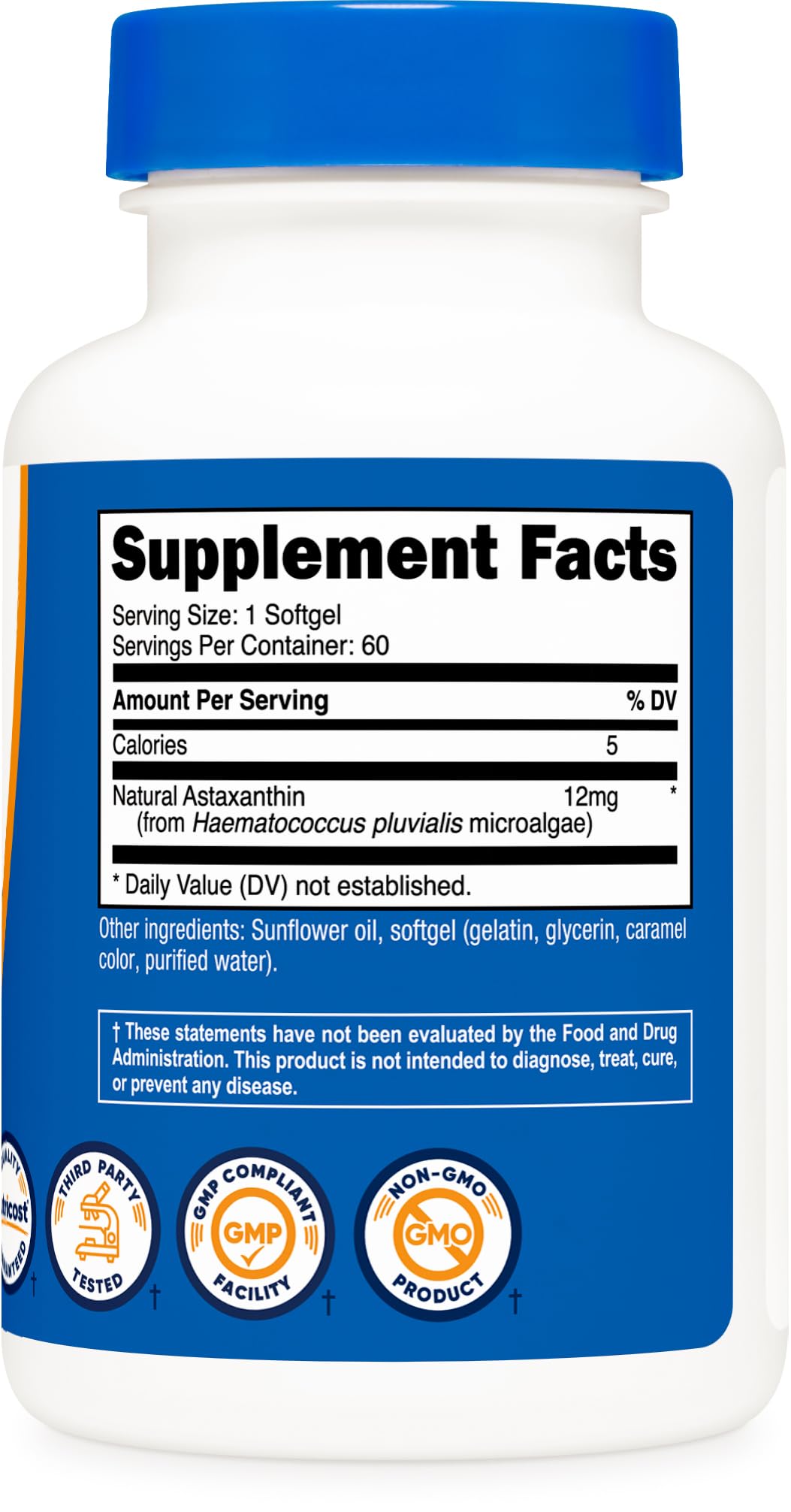 Nutricost Astaxanthin 12mg, 60 Softgel Capsules