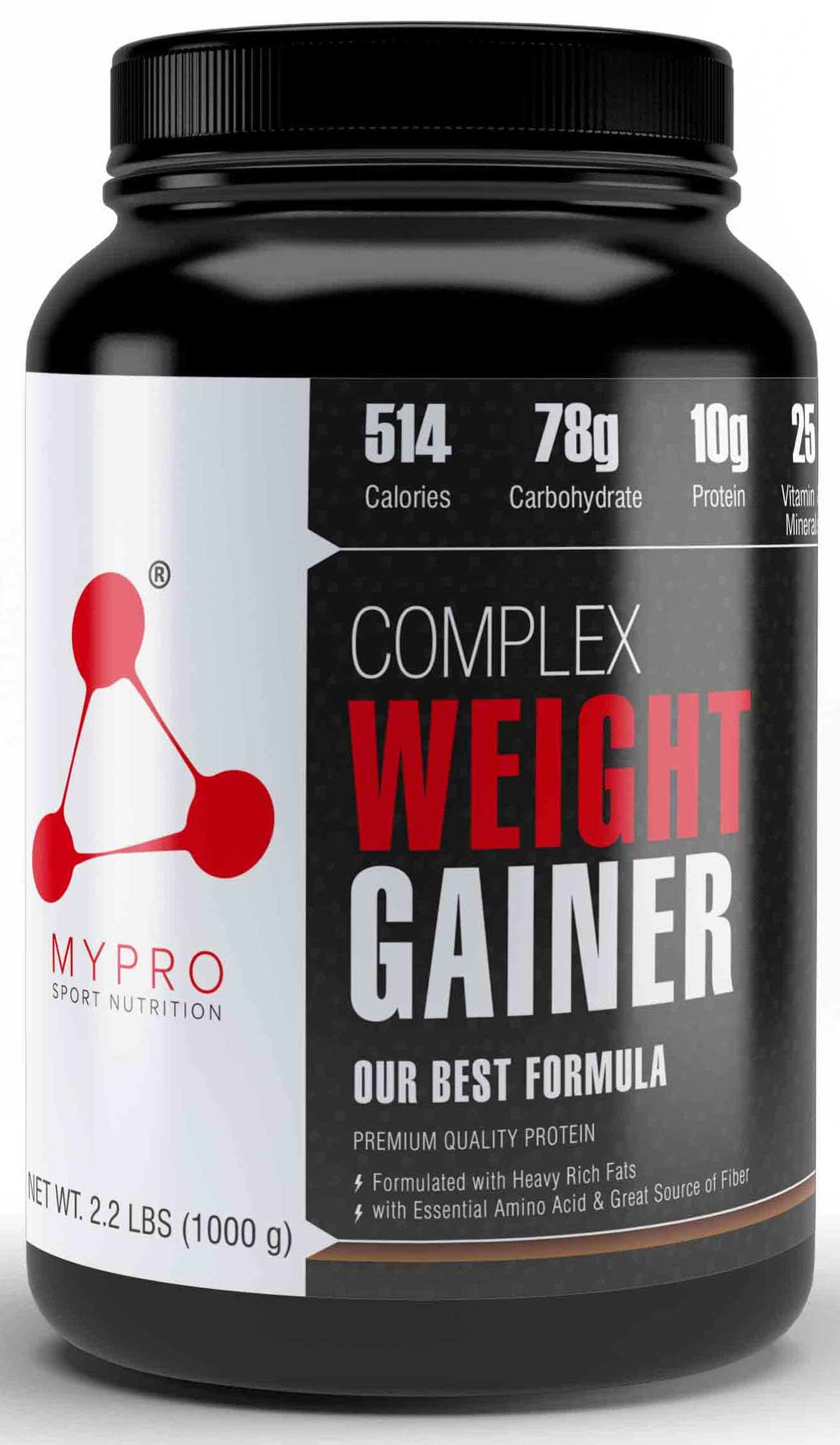 Mypro Sport Nutrition Complex Weight Gainer High Protein Supplement (1 kg (Pack of 1), Strawberry)