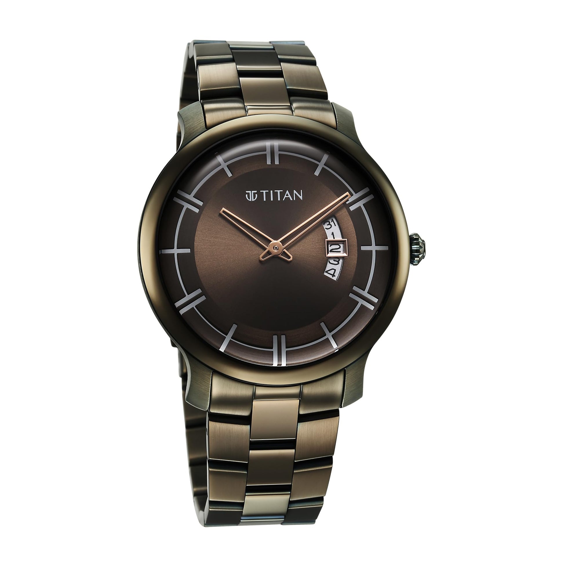 Titan Clasique Slim Quartz Analog with Date Green Dial Stainless Steel- image 5