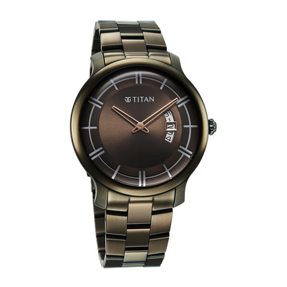 Titan Clasique Slim Quartz Analog with Date Green Dial Stainless Steel- image 5