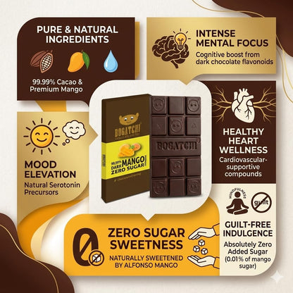 BOGATCHI Dark Chocolate 99%| Mango | Real Cocoa Intense Dark Chocolate, 60 gm