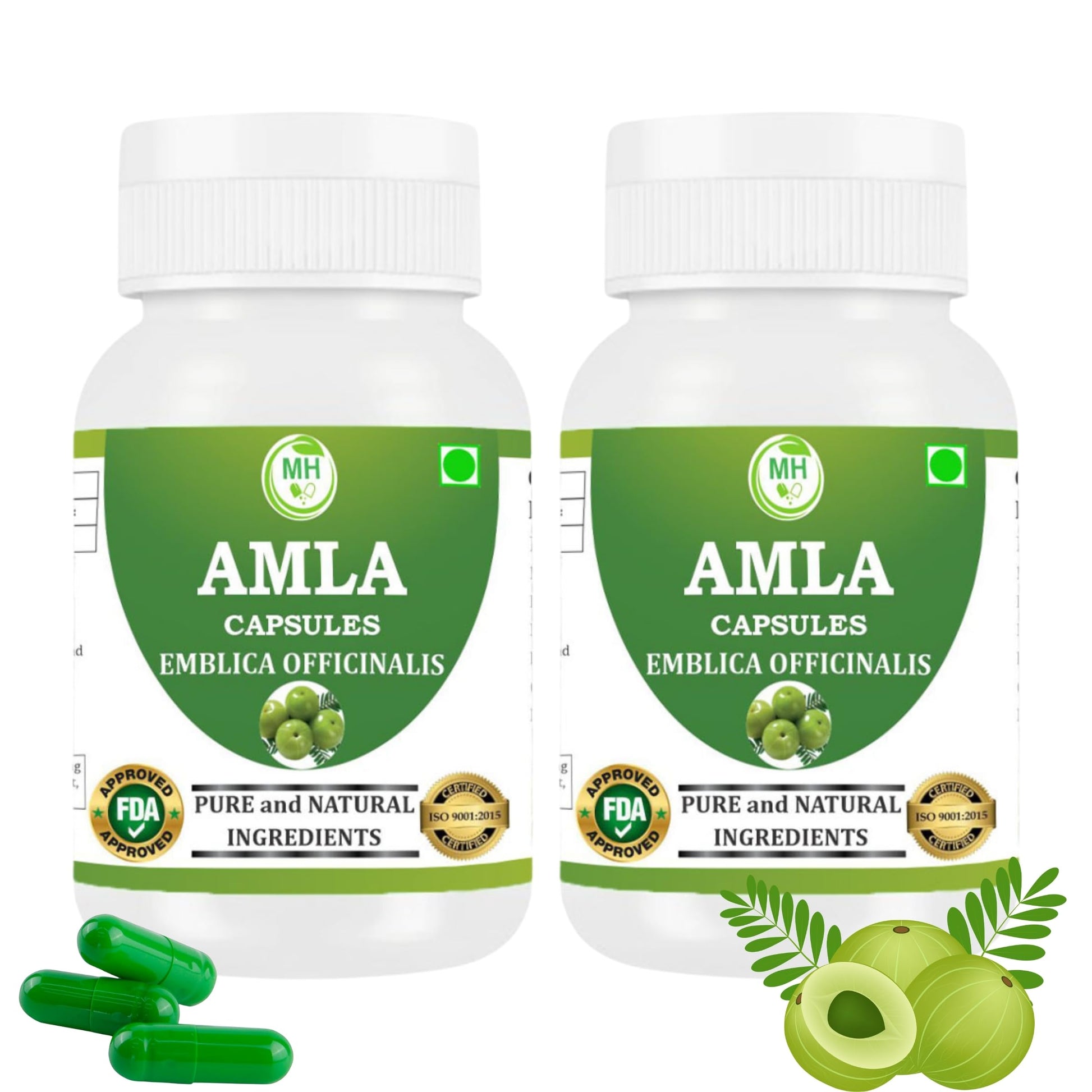 Morsan's Amla (Emblica officinalis) Capsules, Pack of 2 x 60 x 500mg. Veg. Capsules (2)