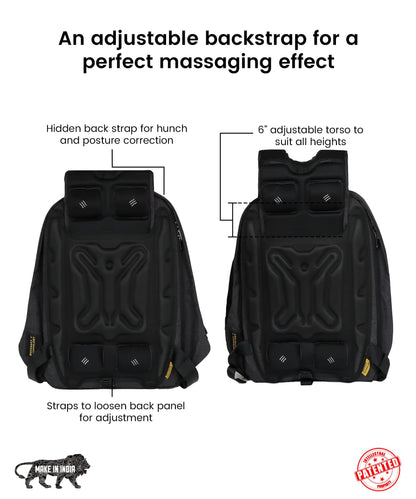 EUME GenX Premium 26L Massager Backpack for Men & Women with Built-in Massager Technology with 1 Year Warranty | Water Resistant & Anti-Theft Backpack for Office | Fits Up-to 15.6" Laptop | Grey Color