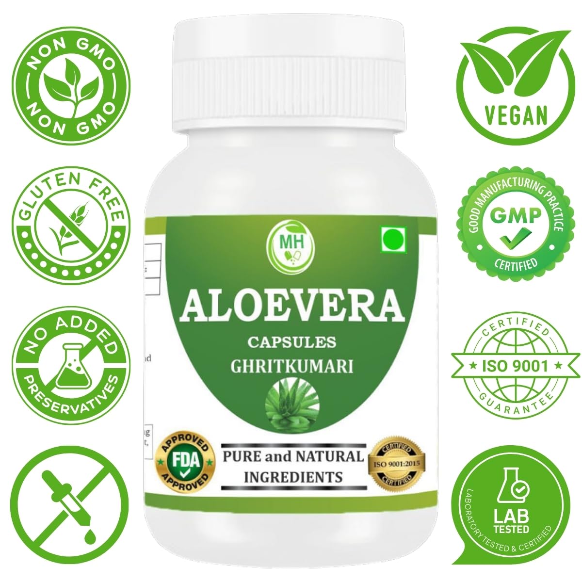 Morsan's Aloevera (Ghritkumari) Capsules, Pack of 2 x 60 x 500 mg. Veg. Capsules (2)