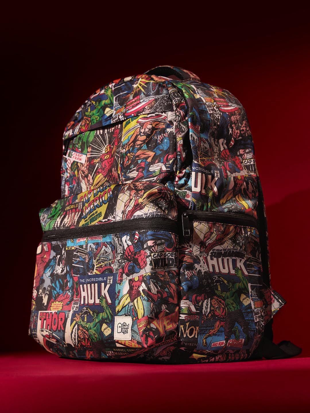 The Souled Store Marvel: Mightiest Heroes Backpacks | 19.47L Rugged Cotton Canvas Laptop Bag | 15.5 Inch Tech Sleeve & Luggage Strap | Premium Avengers Edition Travel & College Rucksack