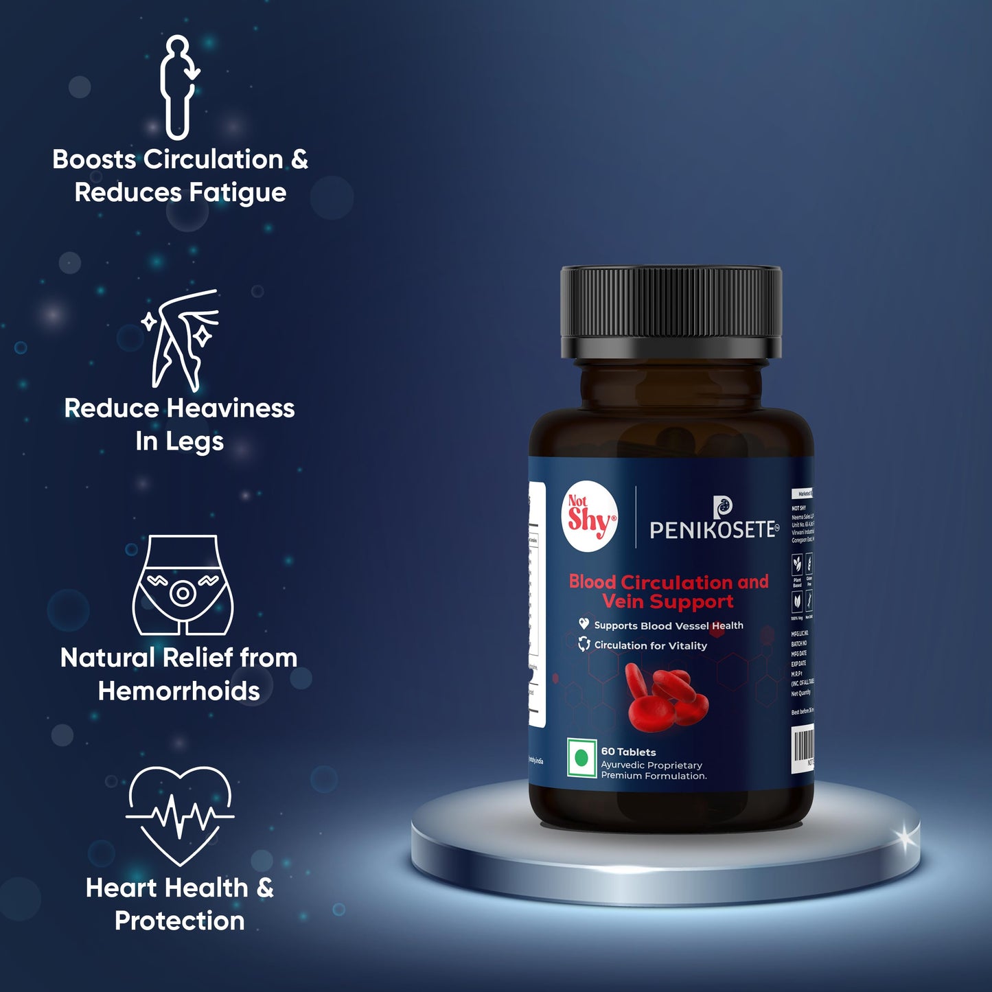 PENIKOSETE Advanced Ayurvedic Vein Support Formula | Reduce Varicose Veins, Boost Circulation and Leg Comfort with this Vascular Supplement.