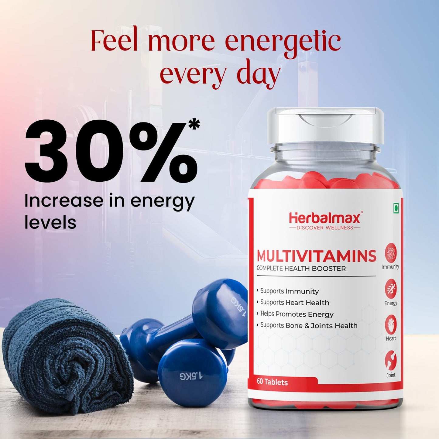 Herbal Max Multivitamin Tablets – 120 Tablets (Pack of 2) | With Zinc, Vitamin C, D3 & Multiminerals | Daily Immunity, Energy & Antioxidant Support | For Men & Women