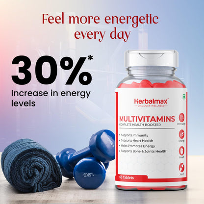 Herbal Max Multivitamin Tablets – 120 Tablets (Pack of 2) | With Zinc, Vitamin C, D3 & Multiminerals | Daily Immunity, Energy & Antioxidant Support | For Men & Women