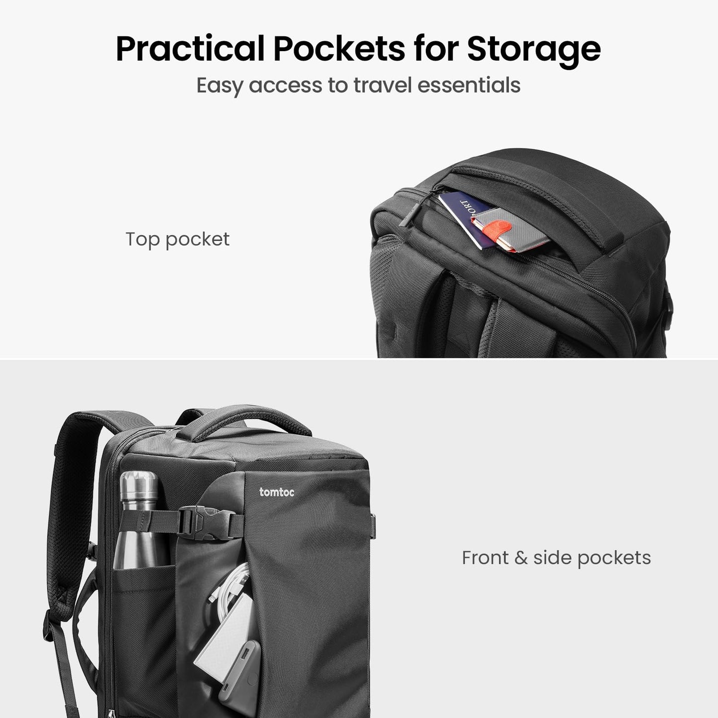 Tomtoc Navigator-T66 Lite Travel Laptop Backpack 17 Inch/ 40L-Black