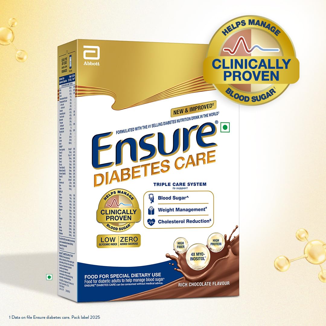 Ensure Diabetes Care Chocolate 950gm |Support Blood Sugar, Weight Management, Cholestrol Reduction |High Protein, High Fibre, 4 Myo-inositol |Zero Added Sucrose