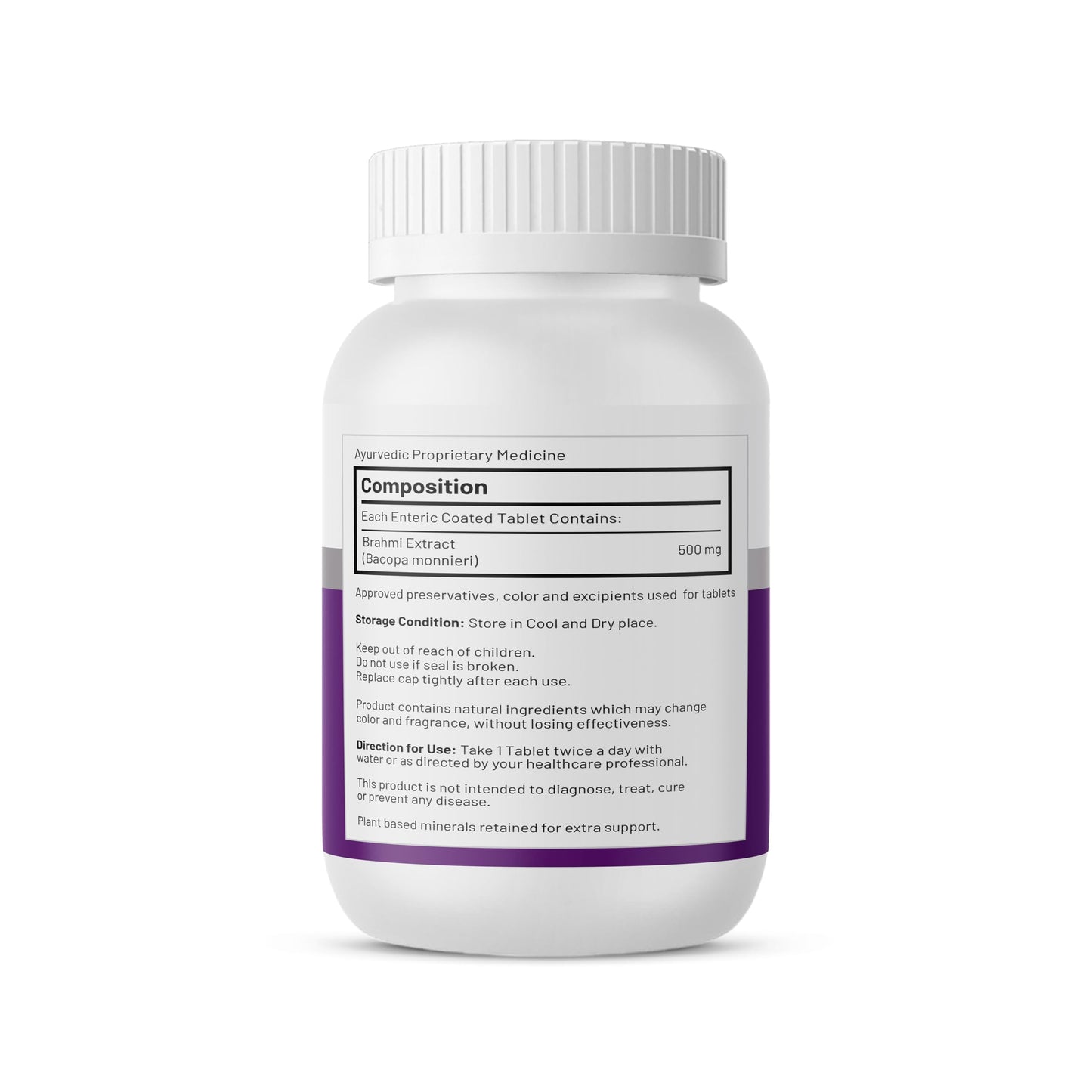 Truventiv Brahmi (Bacopa Monnieri) 500mg Tablets | Memory, Focus & Brain Health Support | Ayurvedic Herbal Supplement | Supports Cognitive Function, Sleep & Overall Wellness | 90 Tablets