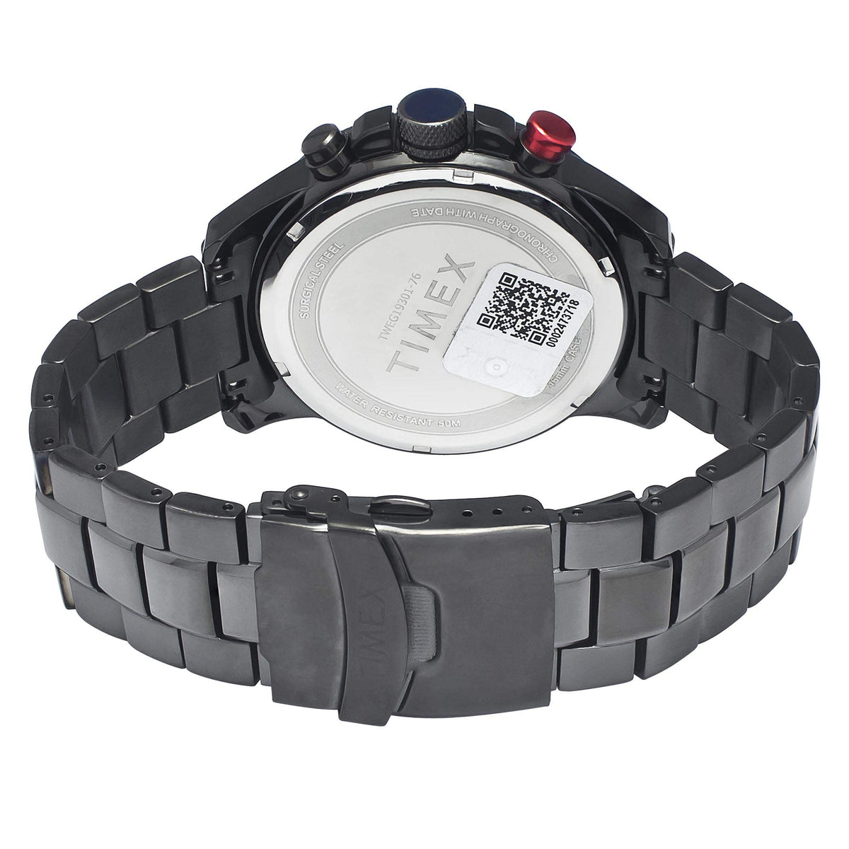 TIMEX Analog Watch for man with Black Round Dial & Gunmetal Stainless Steel Bracelet Band Water Resistant Men's Wrist Watches - TWEG19301