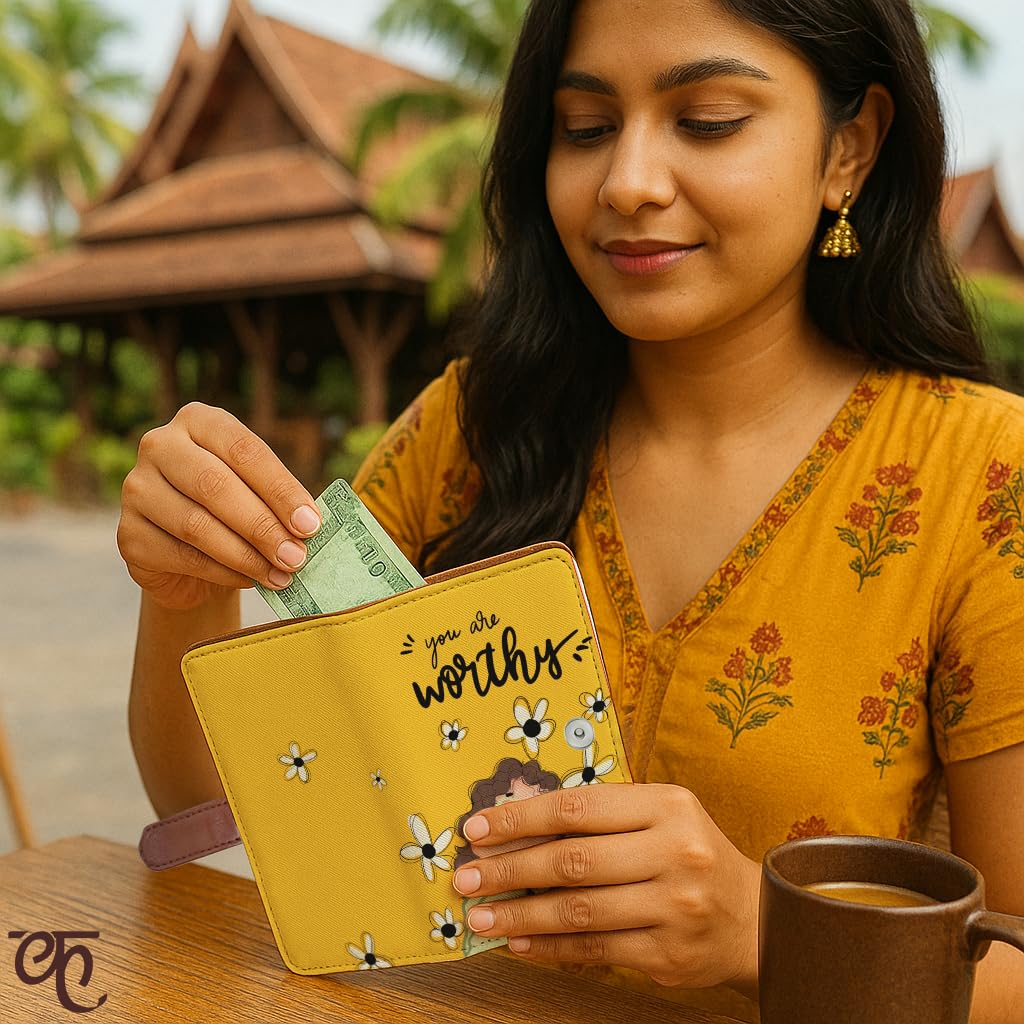 Kalankit Passport Wallet for Women | Ladies Zip Wallet with Bi-Fold Card Holder, Cash & Coin Pocket | Stylish Compact Purse | Birthday Gifts for Woman & Girls