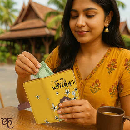 Kalankit Passport Wallet for Women | Ladies Zip Wallet with Bi-Fold Card Holder, Cash & Coin Pocket | Stylish Compact Purse | Birthday Gifts for Woman & Girls