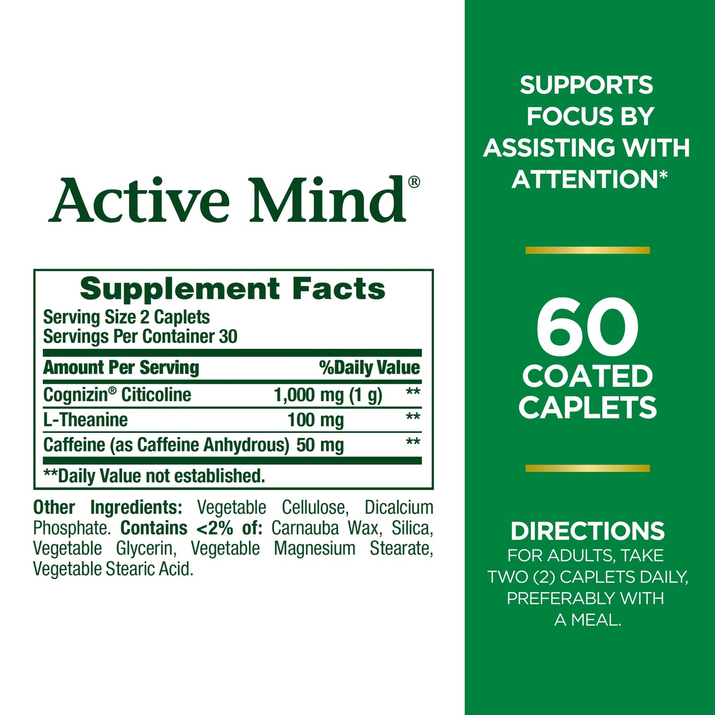 Nature's Bounty Active Mind, 60 Coated Caplets