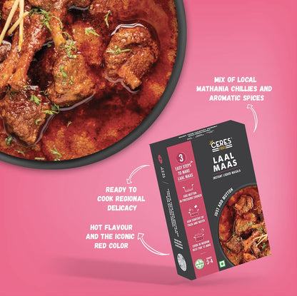 Ceres Foods Rajasthani Laal Maas Instant Liquid Masala | 3 steps Recipe | Laal Maas Gravy | Ready in 15 Mins | Serves 4 | No Preservatives | 200g | Just add Mutton