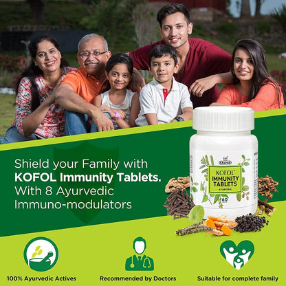 Charak Kofol Immunity Tablets, 60 Tablets With Goodness Of Giloy, Haldi, Pippali & Shunti, Immunity Enhancer For Complete Family, Children & Elders 60 Tab (Pack of 1)