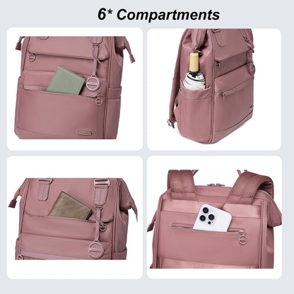 Chantria Laptop Backpack for Women 15.6-inch Work Office Backpack 13L Capacity Laptop Bag College Bookbag Water-resistant Casual Backpack for Travel (Nostalgia Rose)