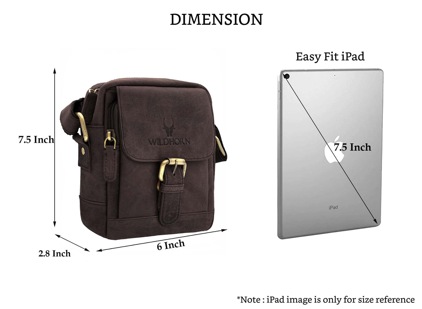 WildHorn Genuine Leather Mini Sling Bag for Men | Compact, Durable & Stylish | Buckle Closure | Front Zip Pocket | 1-Year Warranty