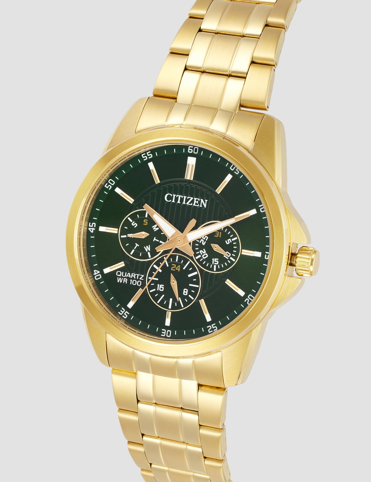 Citizen Stainless Steel Analog Quartz Multifuction Men's Black Dial Watch - AG8343-50X, Band Color-Two-Tone