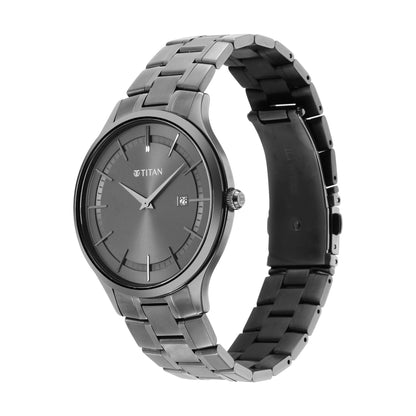 Titan Classique Slimline Quartz Analog with Date Anthracite Dial Black- image 3
