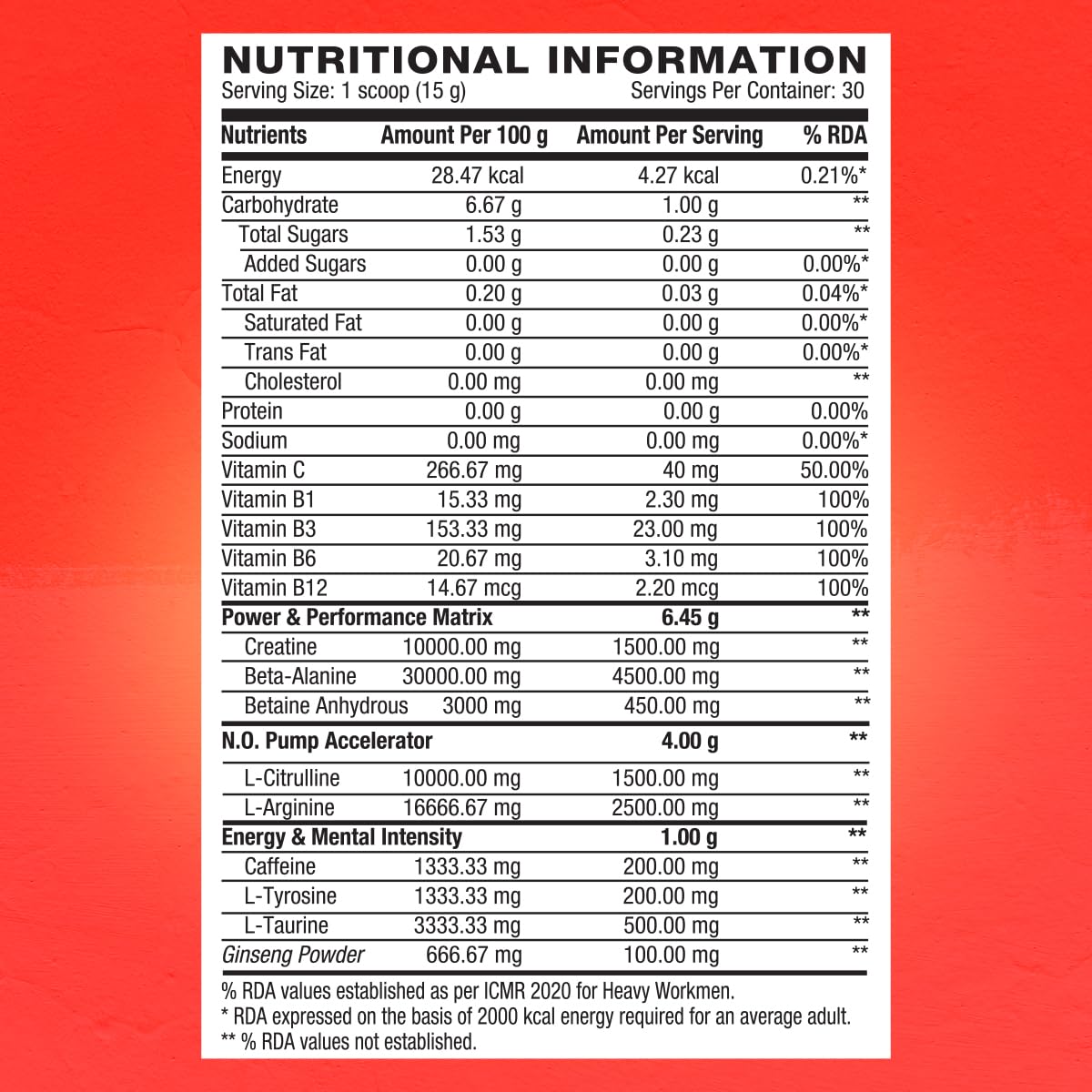 GNC AMP Gold Series Ultra Rush Pre-Workout | 450 gm | 30 Servings | Maximum Energy & Stamina | Deep Mental Focus | Powerful Muscle Pump | 4.5g Beta-Alanine | 1.5g L-Citrulline | 2.5g L-Arginine | Fruit Punch