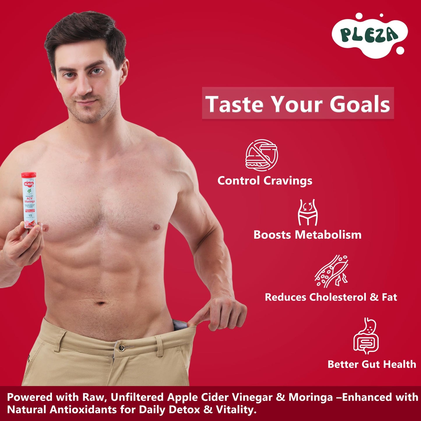 Pleza 500mg ACV Moringa Supplement 60 Tablets for Men & Woman