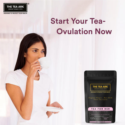 The Tea Ark Spearmint Tea For her Pcos Pcod, Herbal Powder Tea For Women With (Shatavari & Fennel) Caffeine Free, Hormonal Balance, Reduce Unwanted Hair, Clear Acne (50 Cups),100 Grams (Pouch)