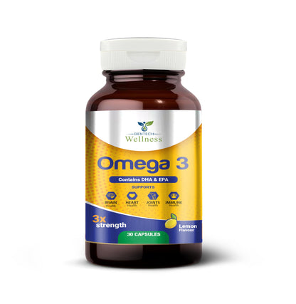 Gentech Wellness Omega 3 Fish Oil 1250mg Softgel Capsules with EPA & DHA – Triple Strength Omega 3 Supplement for Heart Health, Brain Function, Joint Support, Cholesterol & Skin Care – 30 Softgels.