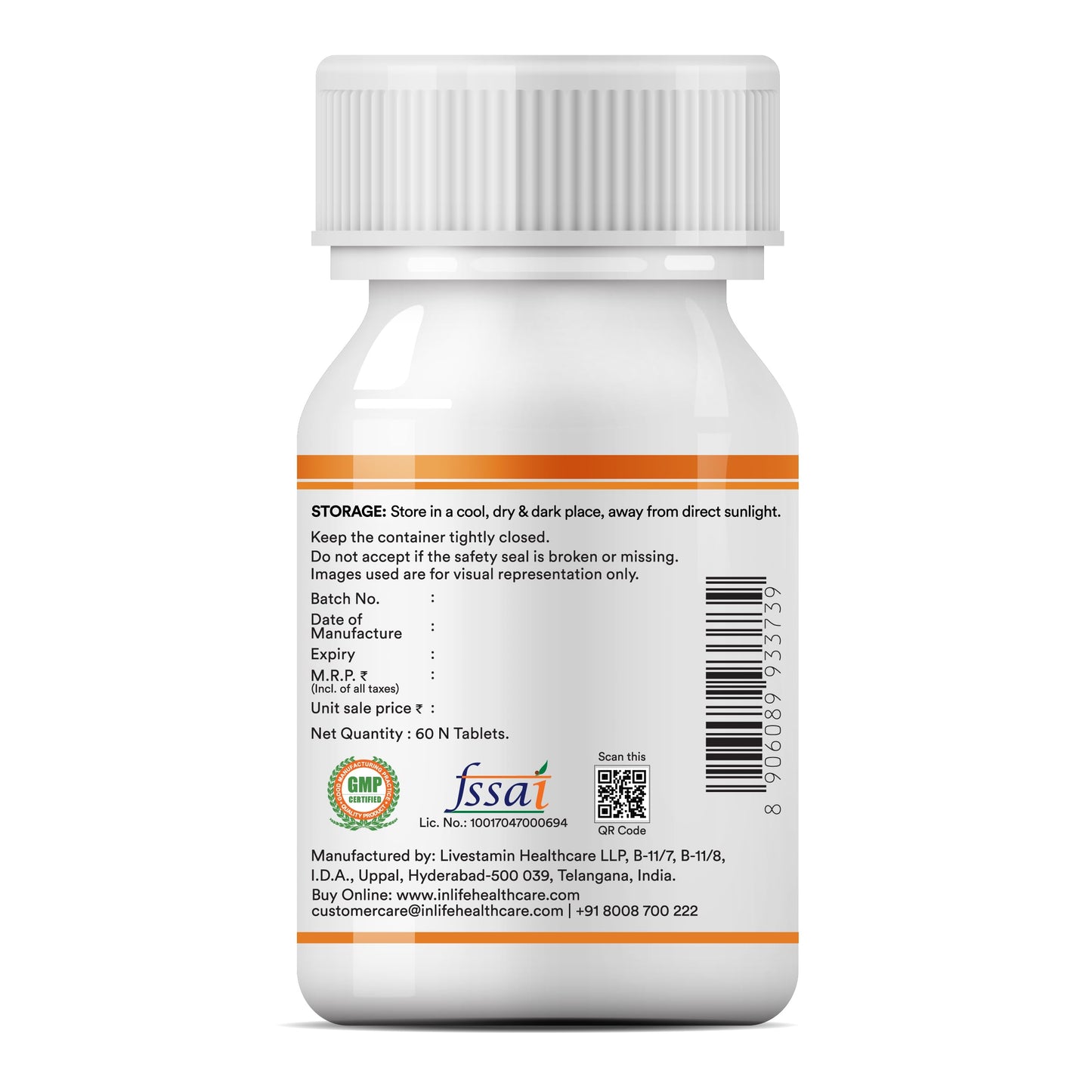 INLIFE Curcumin Tablets with Piperine | 95% Curcuminoids with Curcuma Longa Root Powder | Turmeric & Ginger Extract, 1605mg - 60 Tablets (Pack of 1)