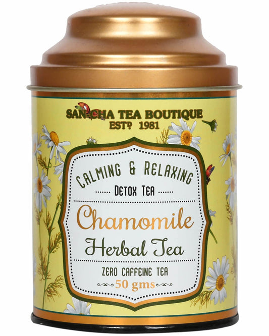 Sancha Tea Boutique, Pure Chamomile Tea, 50g Loose Leaves, Caffeine Free Herbal Tisane, Bedtime for Good Sleep, Stress Relief & Relaxation