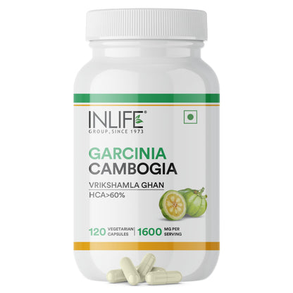INLIFE Garcinia Cambogia 1600mg, HCA Over 60%, Weight Management, 120 Caps