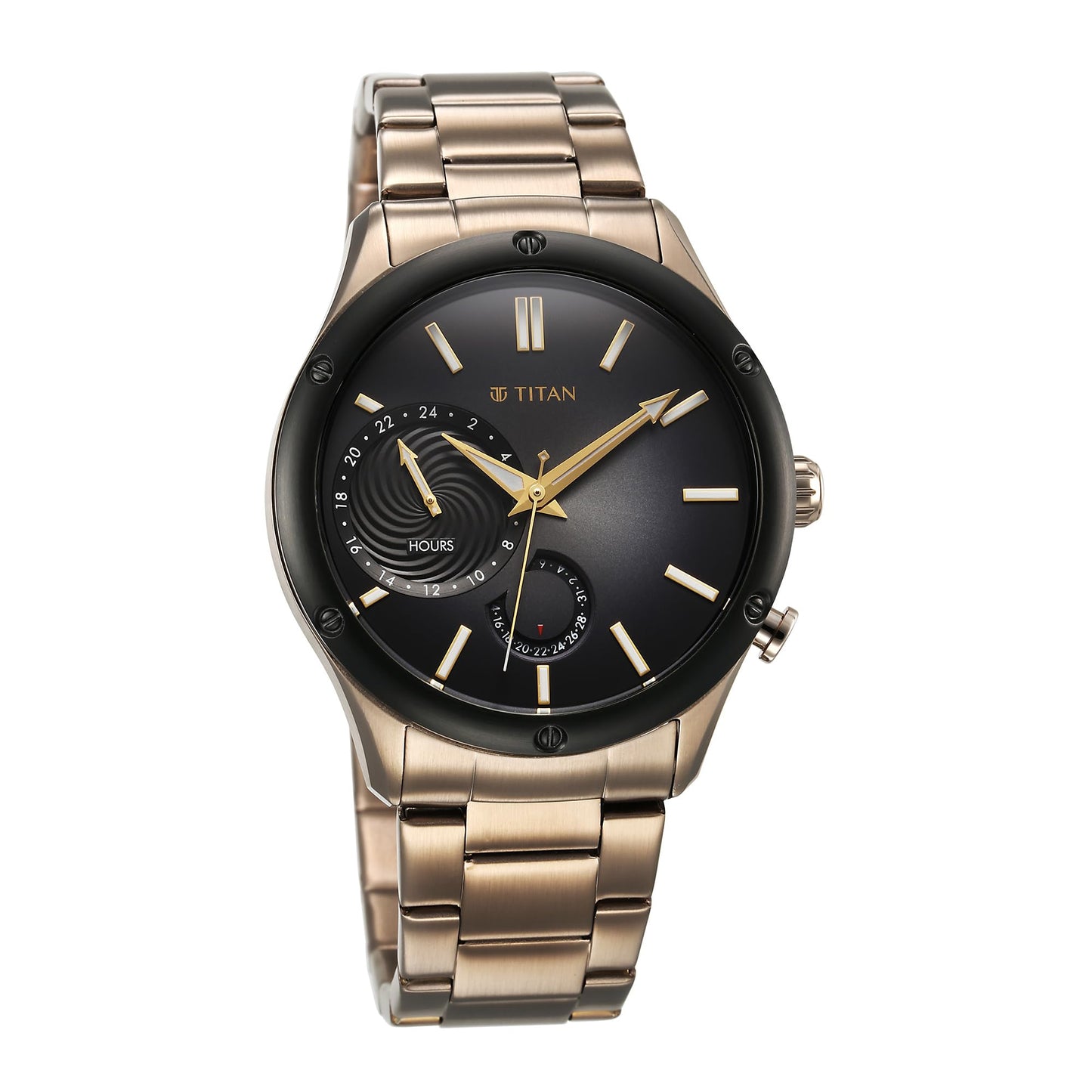 Titan Regalia Stellar Quartz Multifunction Brown Dial Stainless Steel Strap Watc