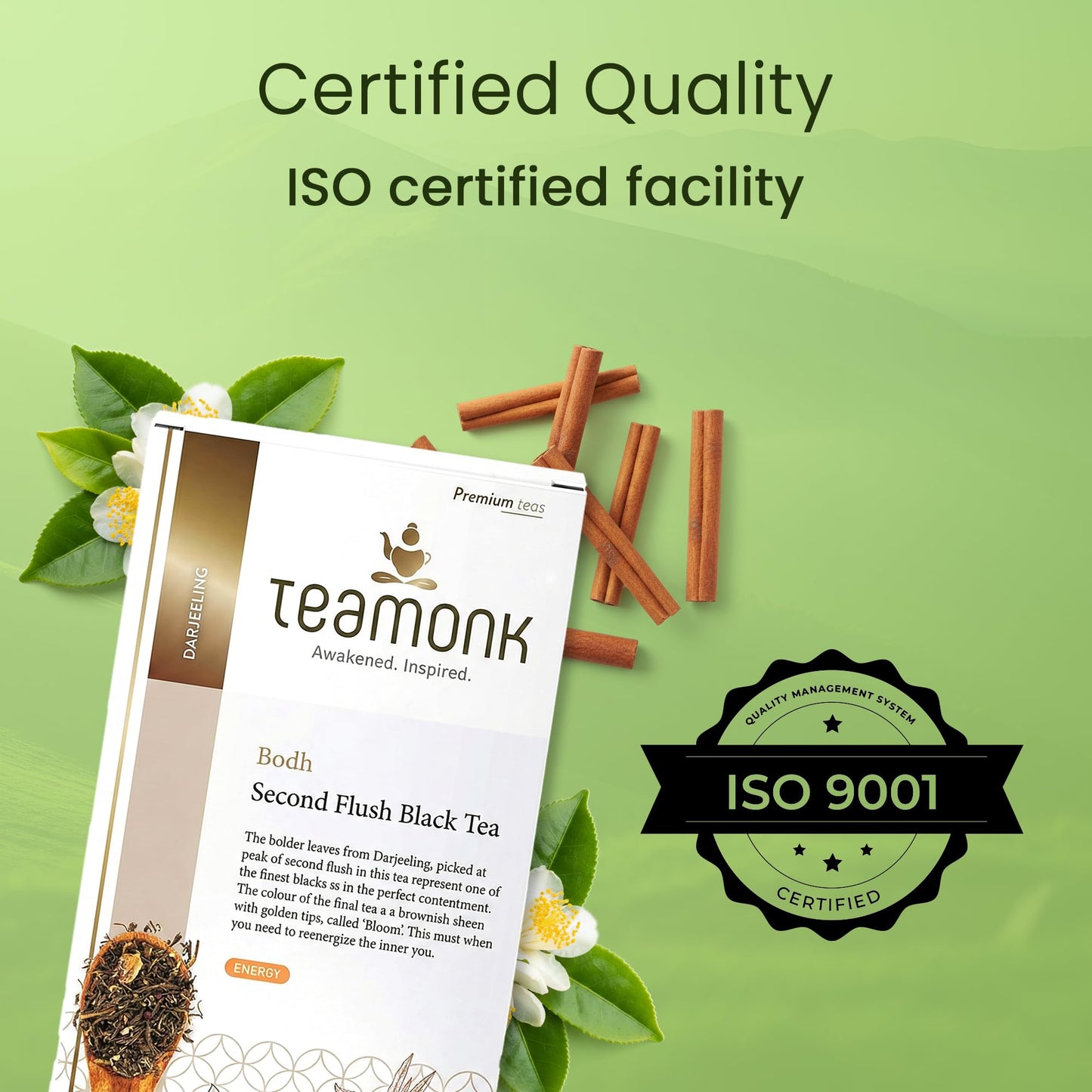 Teamonk Bodh USDA Certified Organic Darjeeling Second Flush Black Tea Leaves (No powder, 50 Cups) - 100 g. Boosts Energy. Antioxidant Properties. Boosts Heart Health and Helps reduce Blood pressure