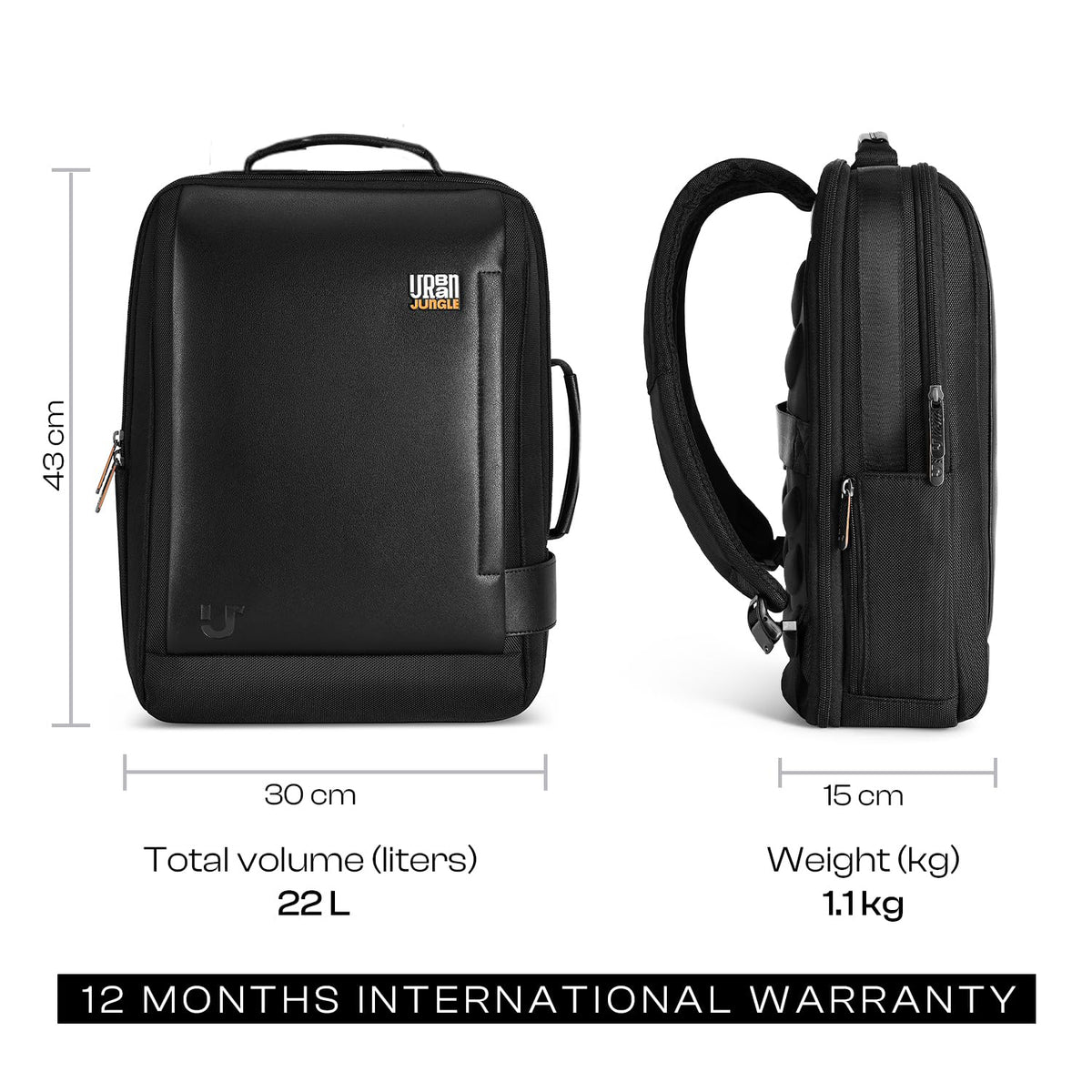 Urban Jungle by Safari, Laptop Backpack for Men and Women | USB Charging Port | Trolley Sleeve | 15.6 Inch Laptop Sleeve | Water Resistant | Office & Travel Bag | Black