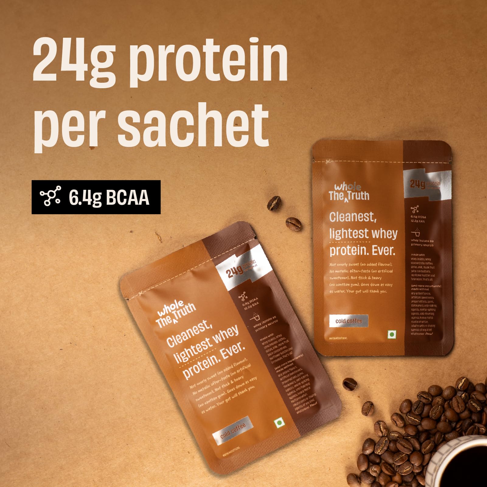 The Whole Truth Whey Protein Isolate+Concentrate | Cold Coffee 210g (Pa- image 9